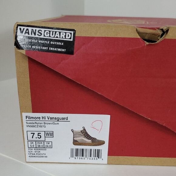 Vans Filmore Hi Vansguard Suede/Nylon Brown/Gum Women's Size 7.5 NIB - Picture 10 of 10